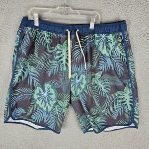 Fair Harbor The Anchor Shorts Men's 2XL‎ Navy Evergreen Floral 8" Inseam Lined